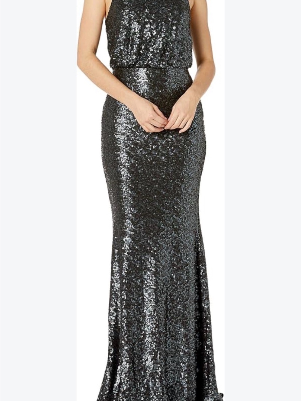Badgley Mischka Black Sequin Maxi Gown